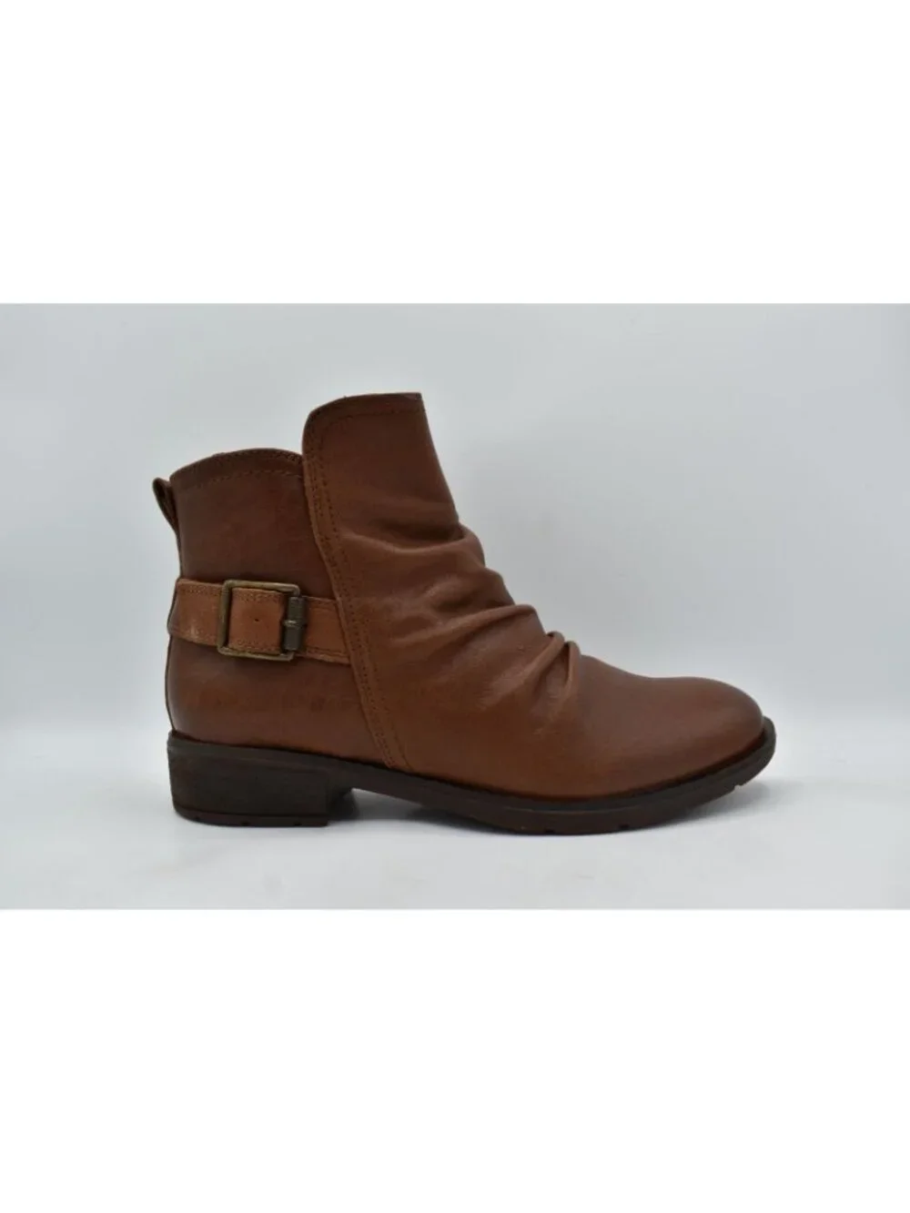 Sofft Womens Size 7 Brookdale Root Brown Leather Buckle‎ Zip Ruched Boots Shoes